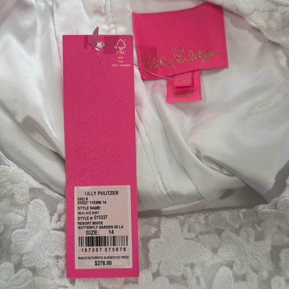 Lilly Pulitzer Mila Women’s Size 14 Lace Shift White Butterfly Garden 3D NWT - Picture 11 of 13